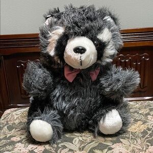 Plush Fairview Grey Racoon with Pink Bow Accent